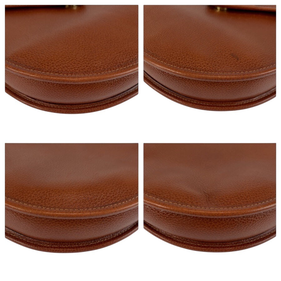 25273
YVES SAINT LAURENT イヴ サンローラン ヴィンテージ YSL ブラウン ゴールド金具 レザー ショルダーバッグ ポシェット レディース AB35