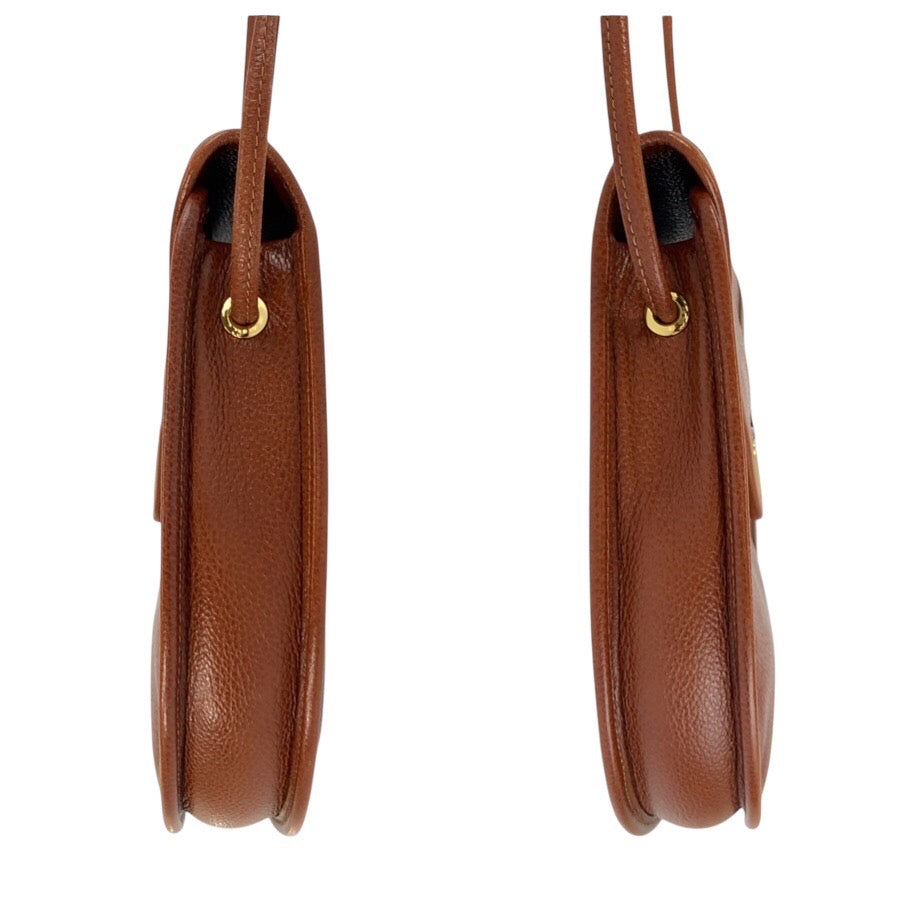 25273
YVES SAINT LAURENT イヴ サンローラン ヴィンテージ YSL ブラウン ゴールド金具 レザー ショルダーバッグ ポシェット レディース AB35
