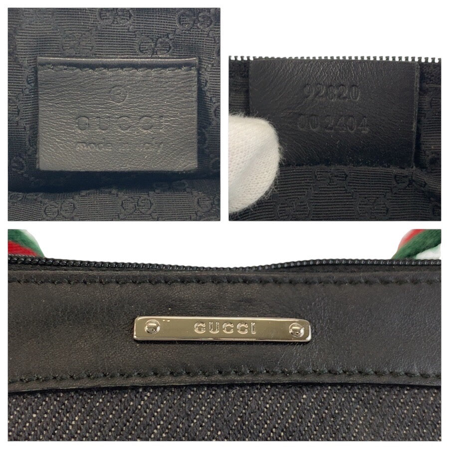 25274
GUCCI グッチ シェリーライン ブラック 黒 シルバー金具 キャンバス / レザー 92820 ハンドバッグ アクセサリーポーチ レディース ABP35