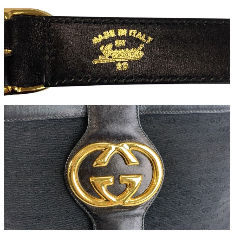 25276
GUCCI グッチ ヴィンテージ マイクロGG インターロッキング シェリーライン ブラック 黒 ゴールド金具 GGキャンバス / レザー ショルダーバッグ レディース AB35