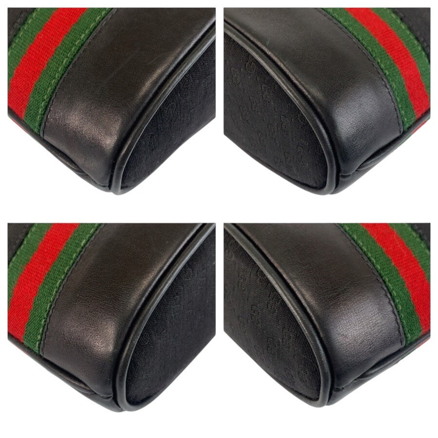25276
GUCCI グッチ ヴィンテージ マイクロGG インターロッキング シェリーライン ブラック 黒 ゴールド金具 GGキャンバス / レザー ショルダーバッグ レディース AB35