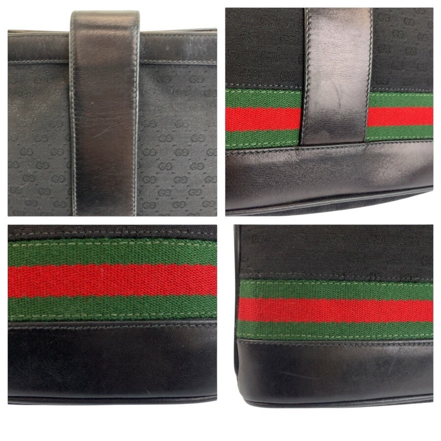25276
GUCCI グッチ ヴィンテージ マイクロGG インターロッキング シェリーライン ブラック 黒 ゴールド金具 GGキャンバス / レザー ショルダーバッグ レディース AB35