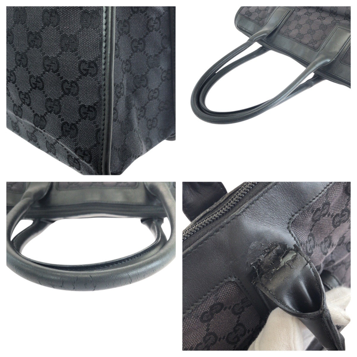 25277
GUCCI グッチ ブラック 黒 ゴールド金具 GGキャンバス / レザー 000 0854 トートバッグ ショルダーバッグ レディース AB28