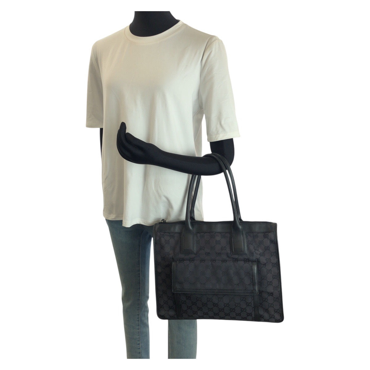 25277
GUCCI グッチ ブラック 黒 ゴールド金具 GGキャンバス / レザー 000 0854 トートバッグ ショルダーバッグ レディース AB28