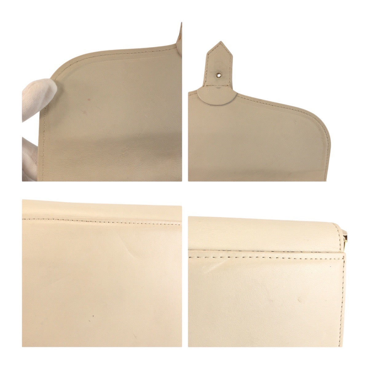 25278
YVES SAINT LAURENT イヴ サンローラン YSL キルティング ホワイト ゴールド金具 レザー ショルダーバッグ レディース ABP35