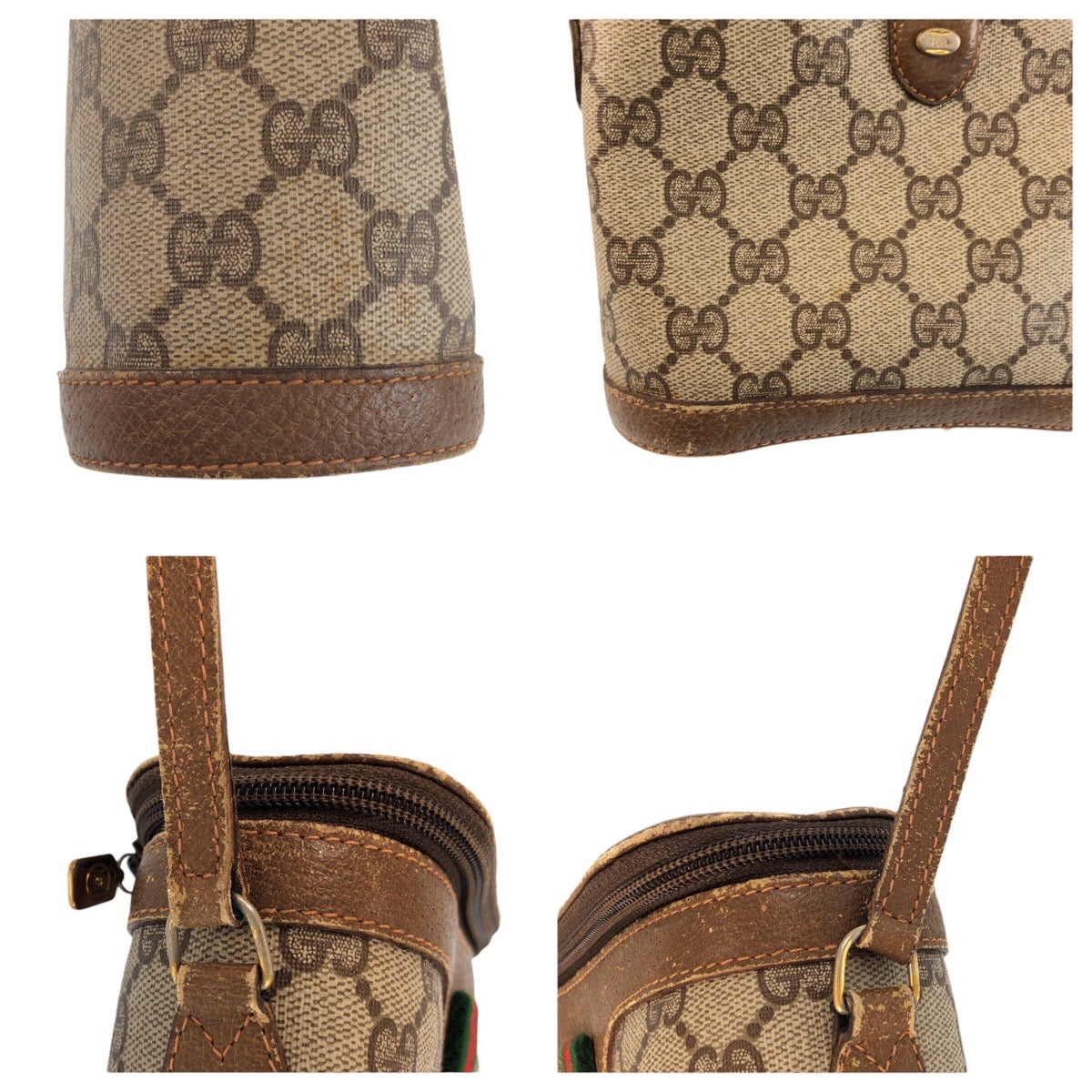 25279
GUCCI グッチ ヴィンテージ シェリーライン ベージュ ブラウン GGスプリームキャンバス / レザー 904 02 070 ショルダーバッグ ポシェット レディース AB28