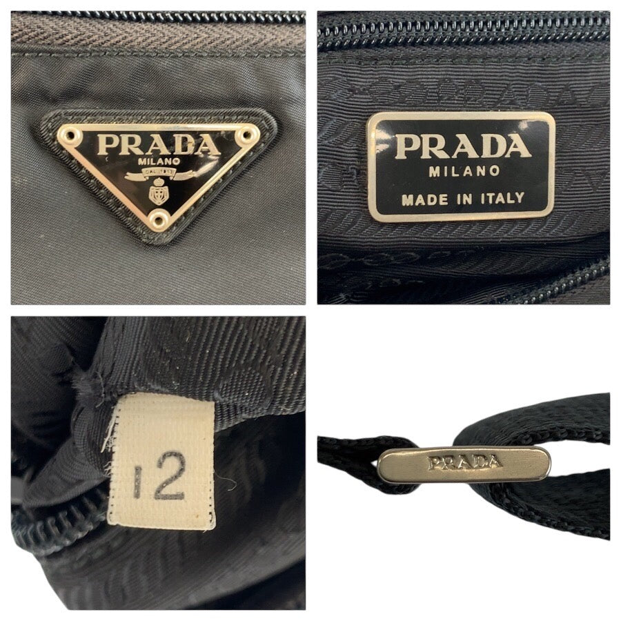 25280
PRADA プラダ テスート 三角ロゴプレート ブラック 黒 シルバー金具 ナイロン ショルダーバッグ ポシェット レディース AB28