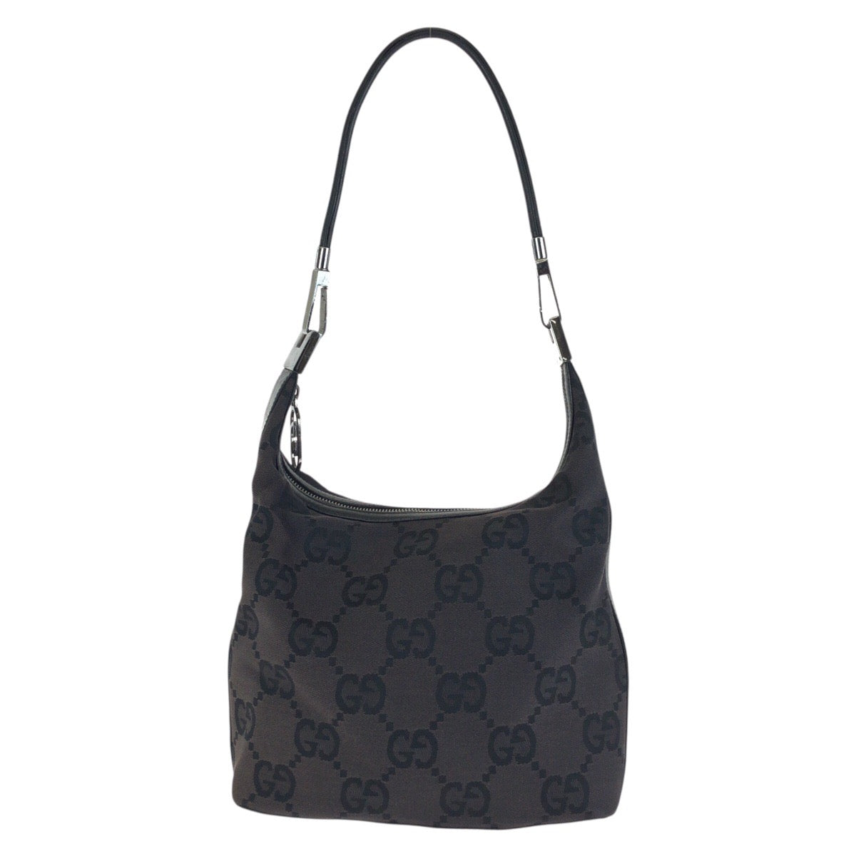25282
GUCCI グッチ ホーボー ビッグGG ブラック 黒 シルバー金具 GGキャンバス / レザー 001 3814 ショルダーバッグ レディース AB28