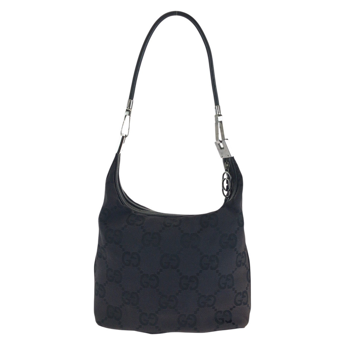 25282
GUCCI グッチ ホーボー ビッグGG ブラック 黒 シルバー金具 GGキャンバス / レザー 001 3814 ショルダーバッグ レディース AB28
