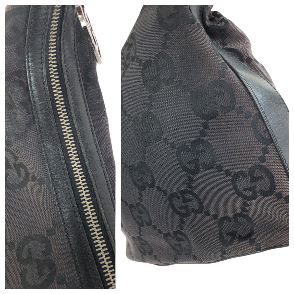 25282
GUCCI グッチ ホーボー ビッグGG ブラック 黒 シルバー金具 GGキャンバス / レザー 001 3814 ショルダーバッグ レディース AB28