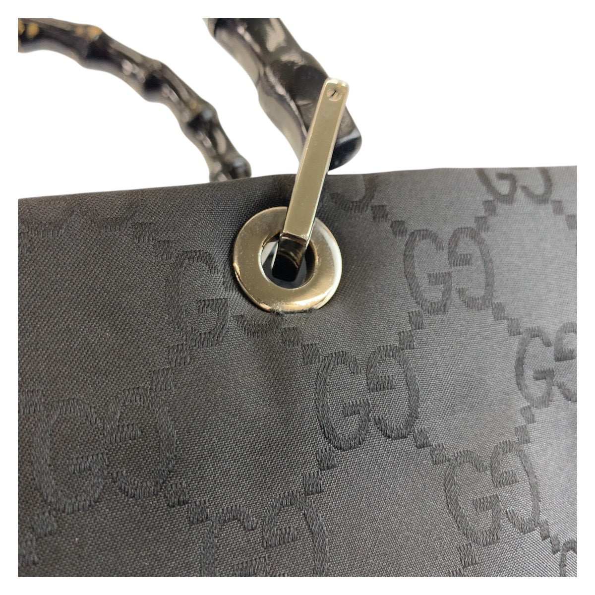 25284
GUCCI グッチ バンブー GG柄 ブラック 黒 ナイロン 002 1010 ハンドバッグ トートバッグ レディース ABP35