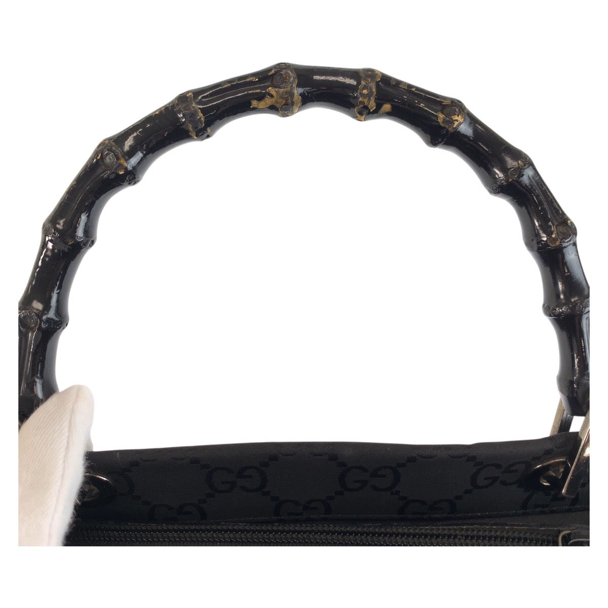 25284
GUCCI グッチ バンブー GG柄 ブラック 黒 ナイロン 002 1010 ハンドバッグ トートバッグ レディース ABP35