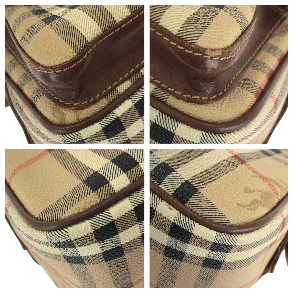 25285
Burberrys バーバリーズ ヴィンテージ チェック柄 ベージュ ブラウン ゴールド金具 PVC / レザー ショルダーバッグ 男女兼用 レディース ABP35