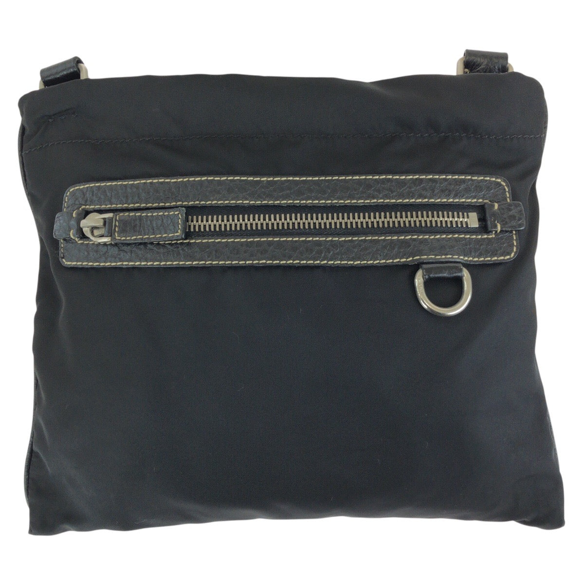 25286
PRADA プラダ テスート 三角ロゴプレート ブラック 黒 シルバー金具 ナイロン / レザー ショルダーバッグ メッセンジャーバッグ レディース ABP35