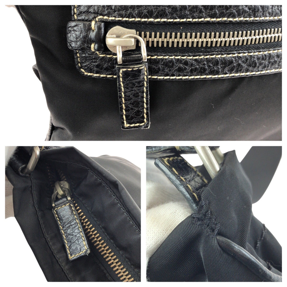 25286
PRADA プラダ テスート 三角ロゴプレート ブラック 黒 シルバー金具 ナイロン / レザー ショルダーバッグ メッセンジャーバッグ レディース ABP35