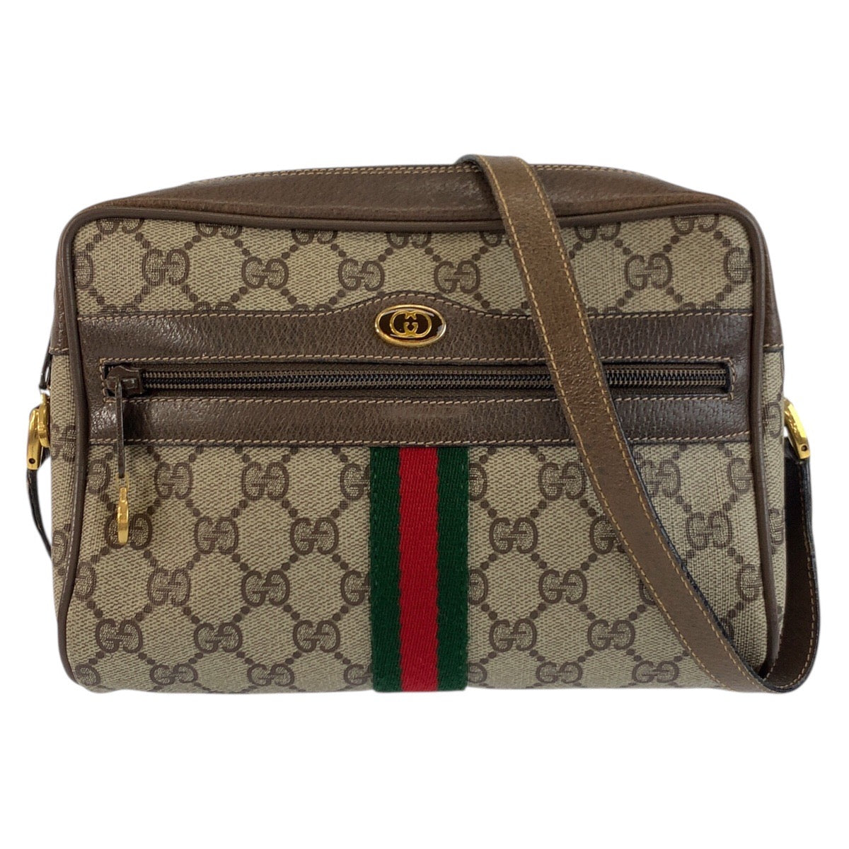 25287
GUCCI グッチ ヴィンテージ シェリーライン ベージュ ブラウン ゴールド金具 GGスプリームキャンバス / レザー 56 02 004 ショルダーバッグ ポシェット レディース ABP42