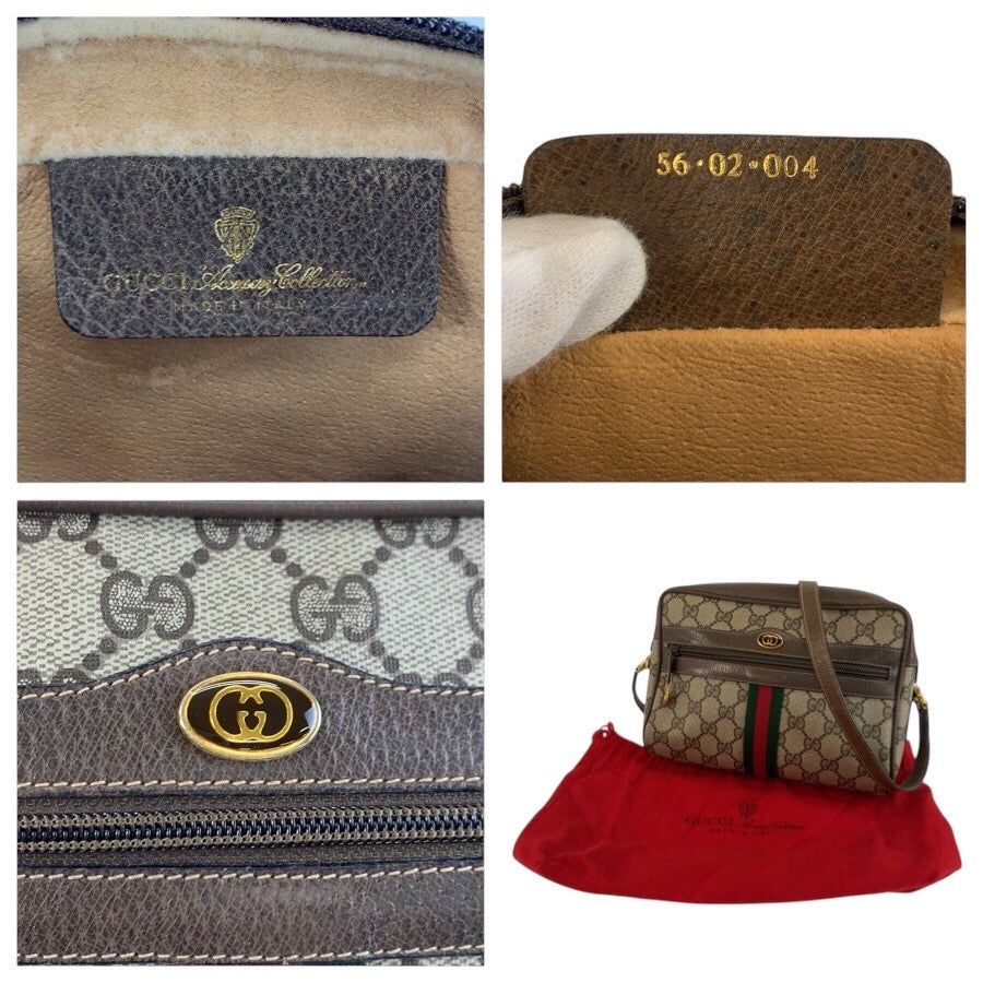 25287
GUCCI グッチ ヴィンテージ シェリーライン ベージュ ブラウン ゴールド金具 GGスプリームキャンバス / レザー 56 02 004 ショルダーバッグ ポシェット レディース ABP42