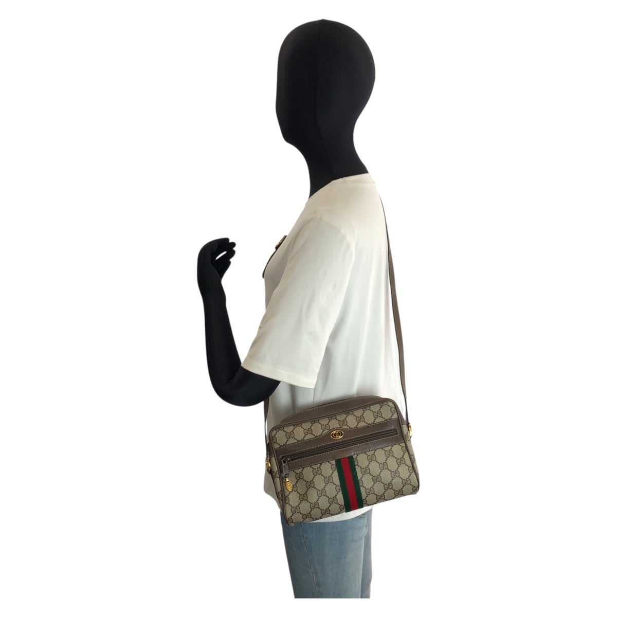 25287
GUCCI グッチ ヴィンテージ シェリーライン ベージュ ブラウン ゴールド金具 GGスプリームキャンバス / レザー 56 02 004 ショルダーバッグ ポシェット レディース ABP42
