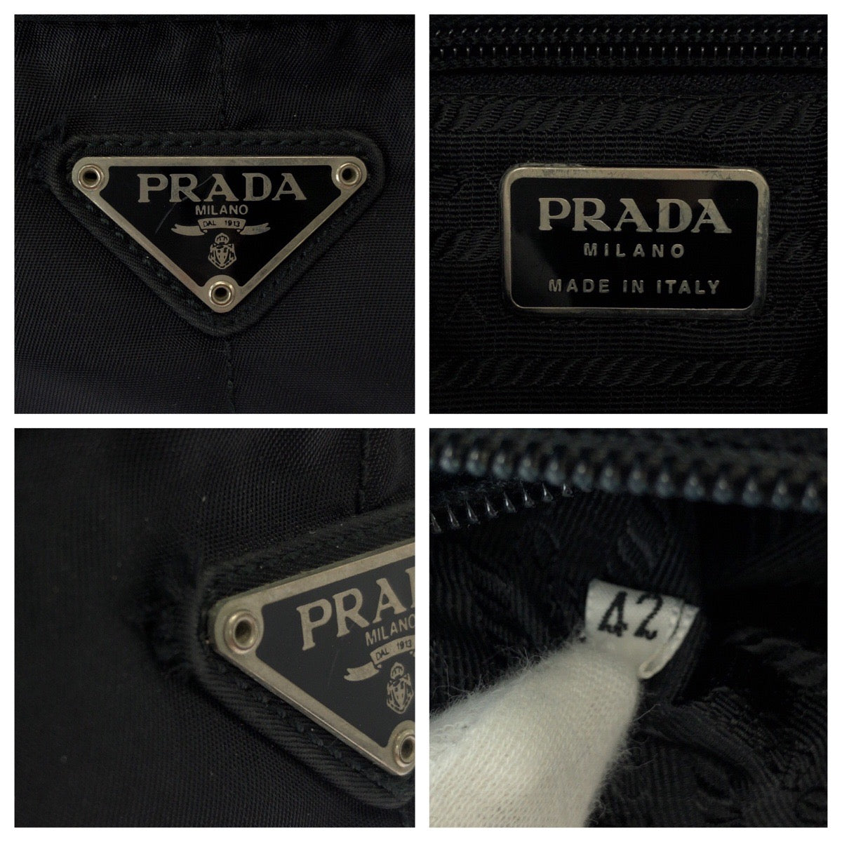 25288
PRADA プラダ テスート 三角ロゴプレート ブラック 黒 シルバー金具 ナイロン ショルダーバッグ ポシェット レディース AB28