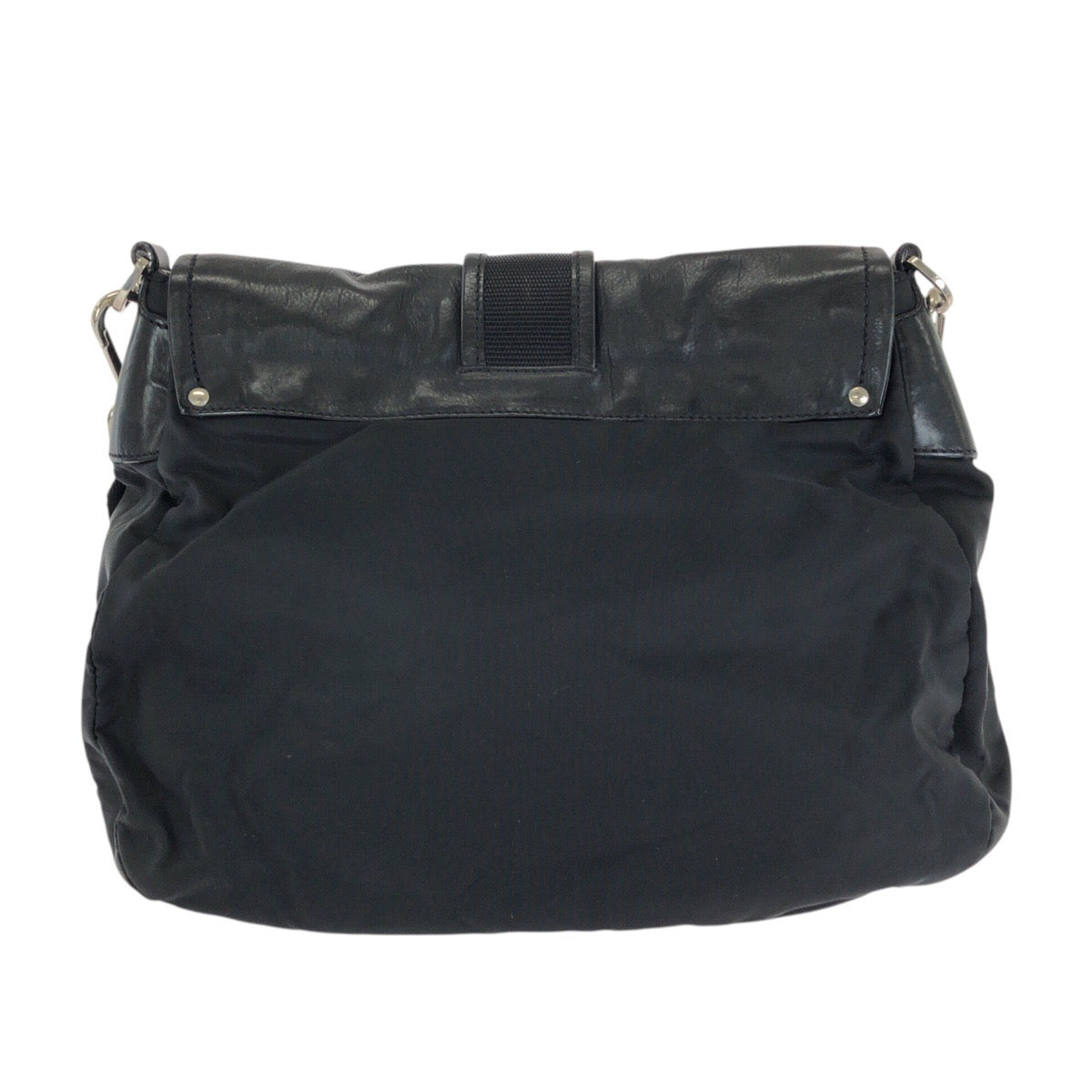 25289
PRADA プラダ テスート 三角ロゴプレート ブラック 黒 シルバー金具 ナイロン / レザー ショルダーバッグ メッセンジャーバッグ レディース ABP35