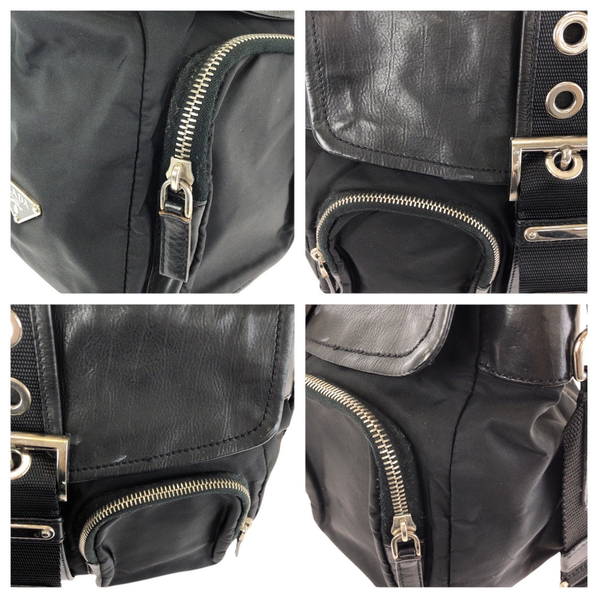 25289
PRADA プラダ テスート 三角ロゴプレート ブラック 黒 シルバー金具 ナイロン / レザー ショルダーバッグ メッセンジャーバッグ レディース ABP35