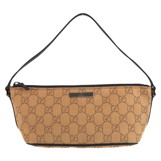 25290
GUCCI グッチ ベージュ ブラウン GGキャンバス 07198 ハンドバッグ アクセサリーポーチ レディース A35