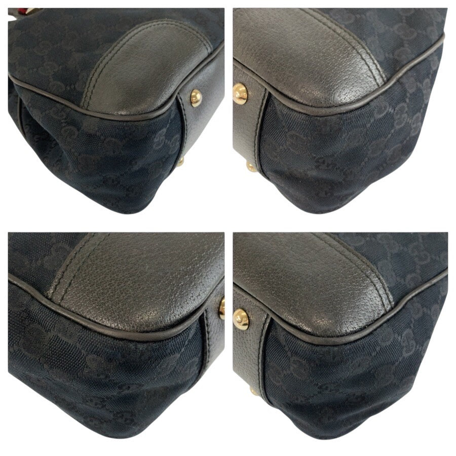 25291
GUCCI グッチ プリンシー ブラック 黒 ゴールド金具 GGキャンバス / レザー 163805 トートバッグ ショルダーバッグ レディース ABP35