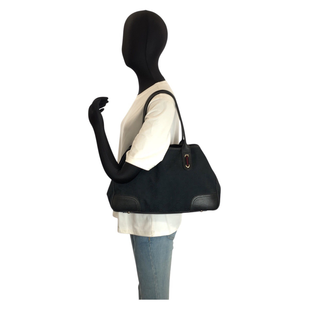 25291
GUCCI グッチ プリンシー ブラック 黒 ゴールド金具 GGキャンバス / レザー 163805 トートバッグ ショルダーバッグ レディース ABP35