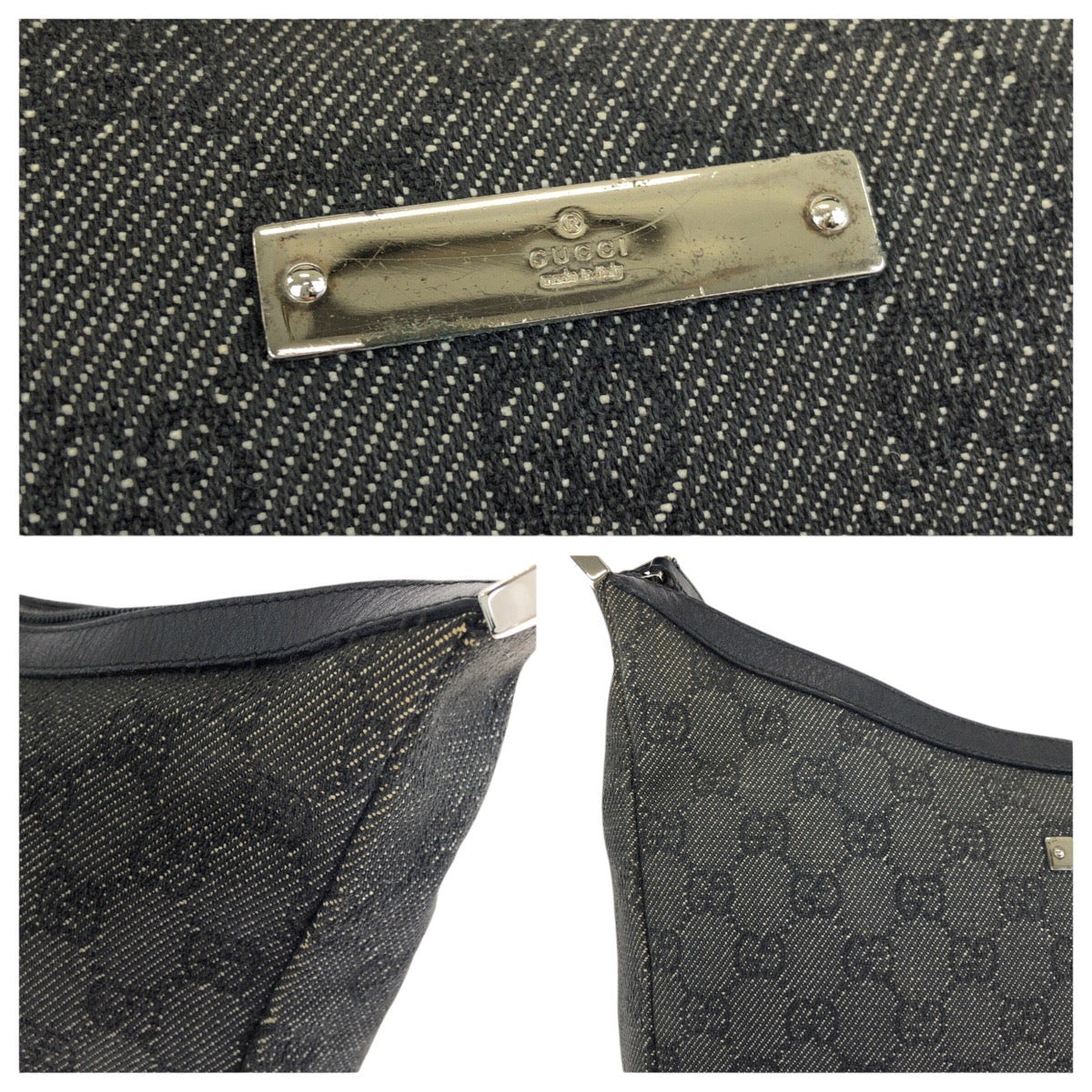 25292
GUCCI グッチ ブラック 黒 シルバー金具 GGキャンバス / レザー 35098 ショルダーバッグ レディース ABP35