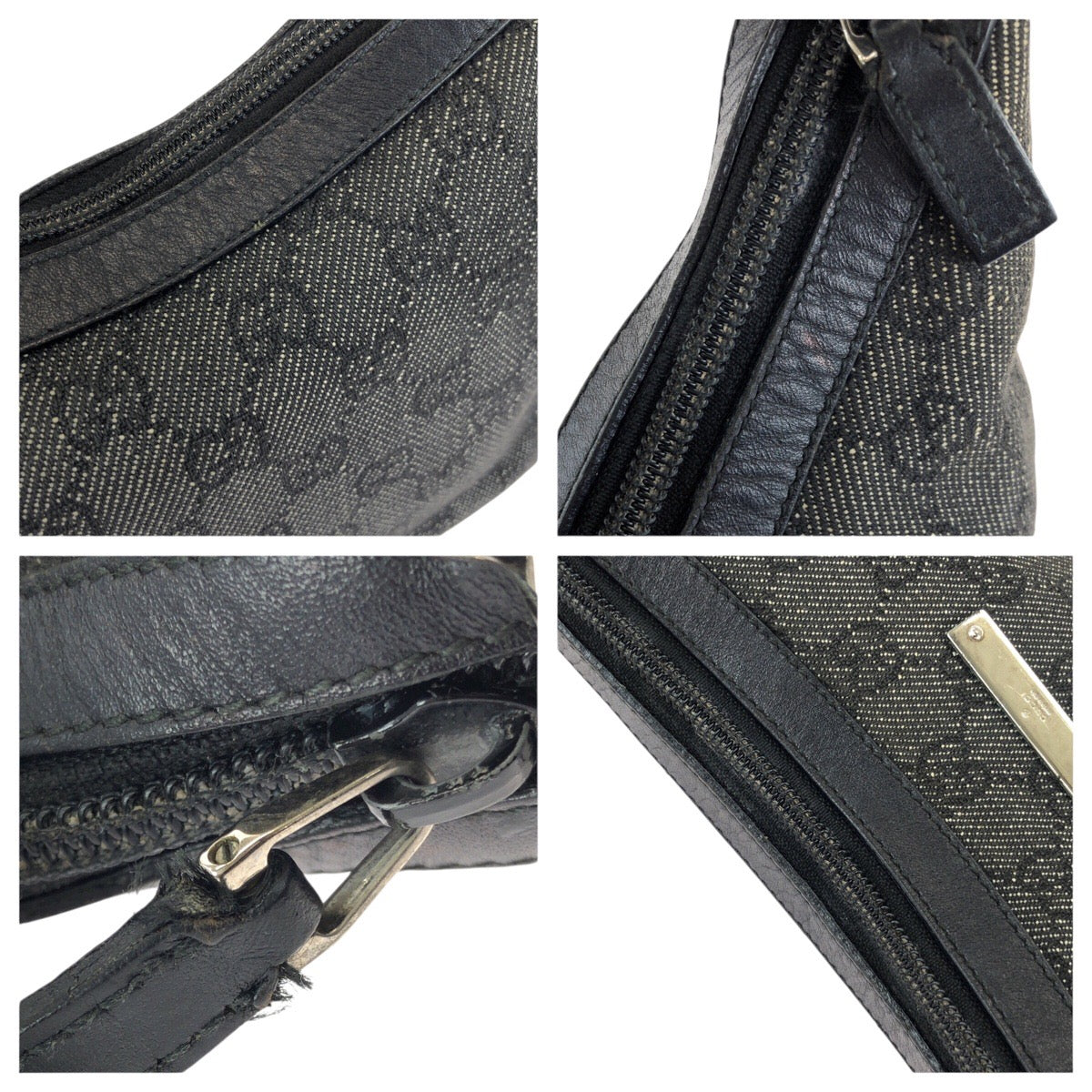 25292
GUCCI グッチ ブラック 黒 シルバー金具 GGキャンバス / レザー 35098 ショルダーバッグ レディース ABP35