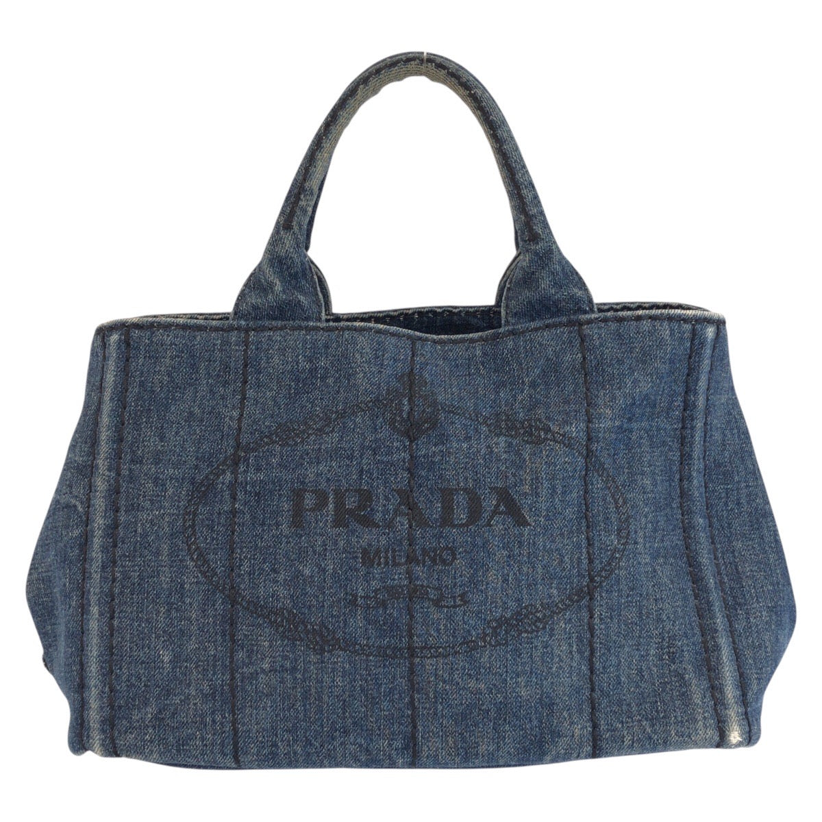 25294
PRADA プラダ カナパ ブルー ゴールド金具 デニム トートバッグ ハンドバッグ レディース AB37