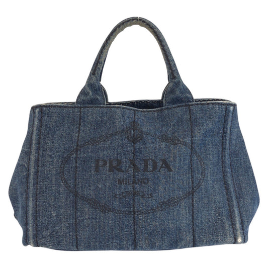 25294
PRADA プラダ カナパ ブルー ゴールド金具 デニム トートバッグ ハンドバッグ レディース AB37