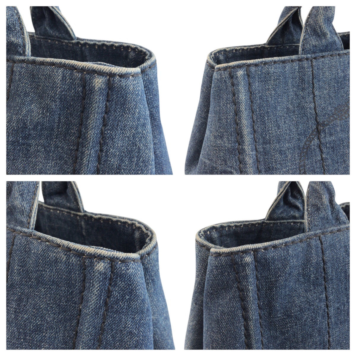 25294
PRADA プラダ カナパ ブルー ゴールド金具 デニム トートバッグ ハンドバッグ レディース AB37