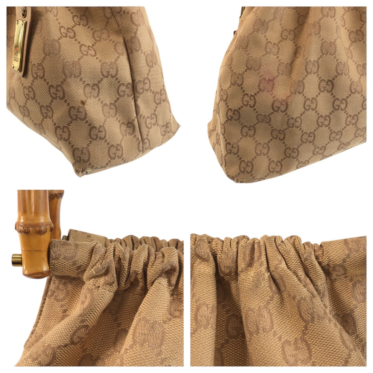 25295
GUCCI グッチ バンブー ベージュ ゴールド金具 GGキャンバス 92708 ハンドバッグ レディース AB28