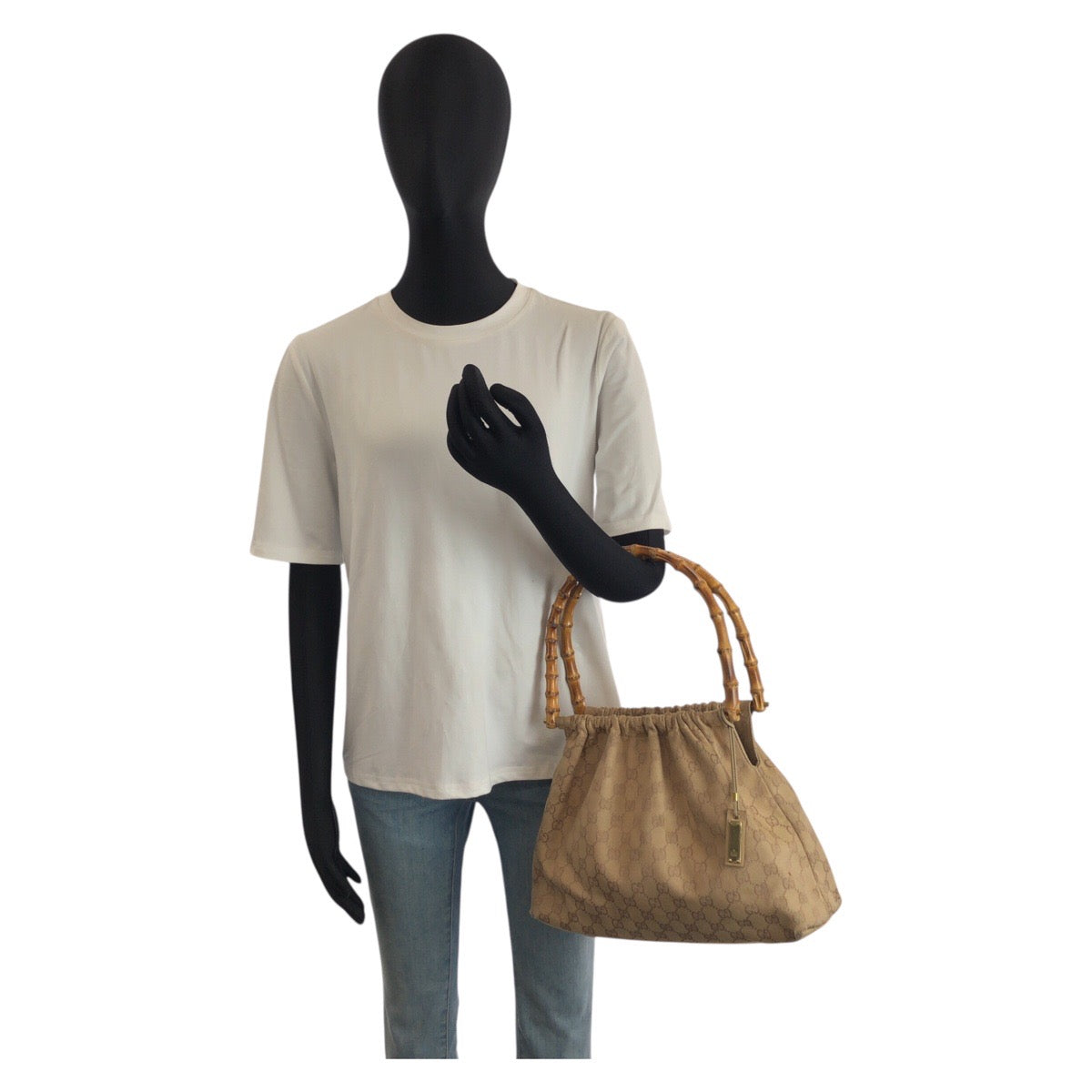 25295
GUCCI グッチ バンブー ベージュ ゴールド金具 GGキャンバス 92708 ハンドバッグ レディース AB28