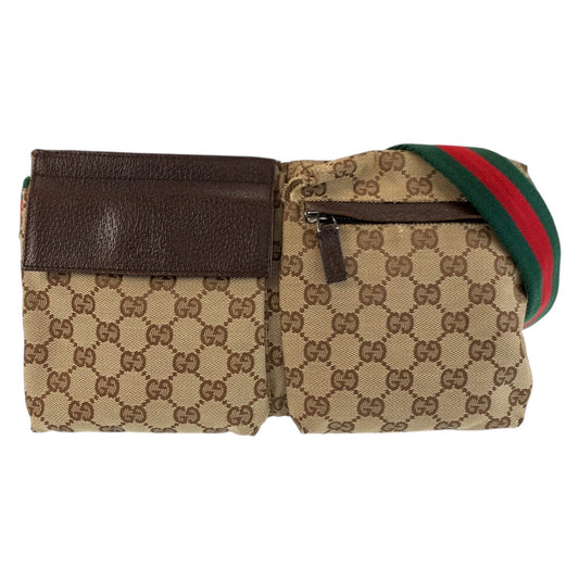25304
GUCCI グッチ シェリーライン ベージュ ブラウン GGキャンバス / レザー 28566 ボディバッグ ウエストポーチ メンズ AB35