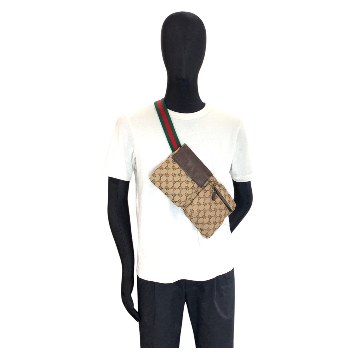 25304
GUCCI グッチ シェリーライン ベージュ ブラウン GGキャンバス / レザー 28566 ボディバッグ ウエストポーチ メンズ AB35