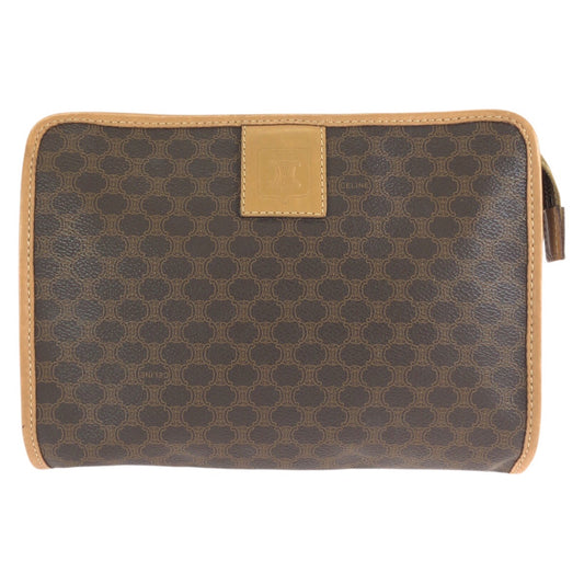 25306
CELINE セリーヌ ヴィンテージ マカダム ブラウン ゴールド金具 PVC / レザー クラッチバッグ セカンドバッグ メンズ ABP21