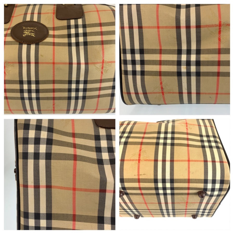25307
Burberrys バーバリーズ ヴィンテージ シャドーホース チェック柄 ベージュ ブラウン ゴールド金具 キャンバス / レザー ボストンバッグ ハンドバッグ レディース AB28