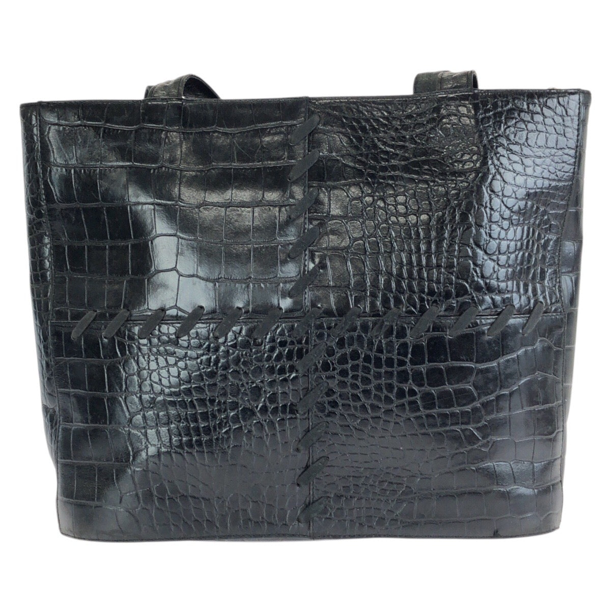 25312
YVES SAINT LAURENT イヴ サンローラン ヴィンテージ YSL 型押し ブラック 黒 ゴールド金具 レザー トートバッグ ショルダーバッグ レディース AB28