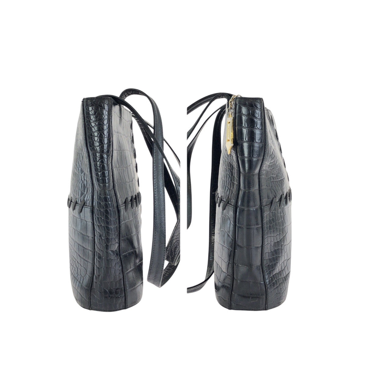 25312
YVES SAINT LAURENT イヴ サンローラン ヴィンテージ YSL 型押し ブラック 黒 ゴールド金具 レザー トートバッグ ショルダーバッグ レディース AB28