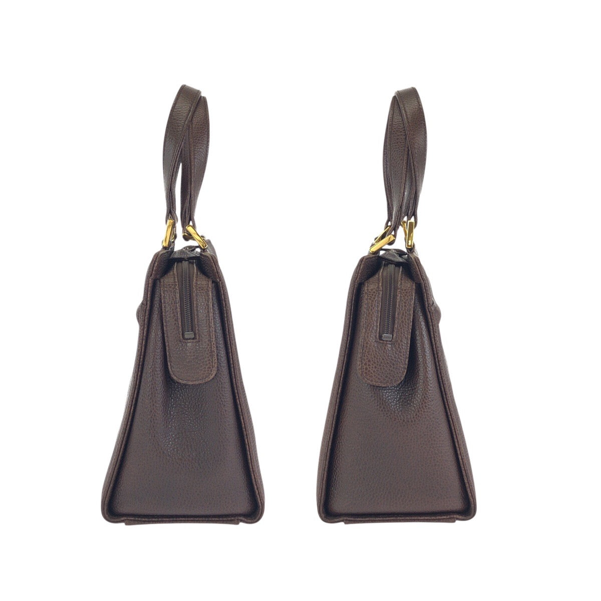 25313
YVES SAINT LAURENT イヴ サンローラン ヴィンテージ YSL ブラウン ゴールド金具 レザー ハンドバッグ レディース A42