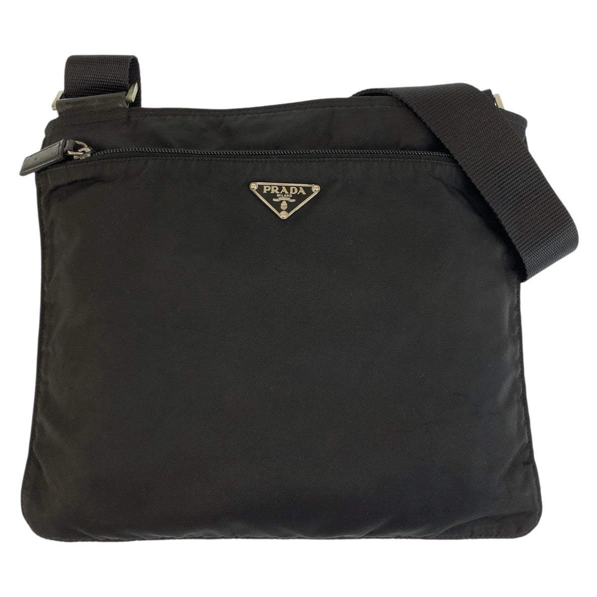 25314
PRADA プラダ テスート 三角ロゴプレート ブラック 黒 シルバー金具 ナイロン ショルダーバッグ ポシェット レディース AB35