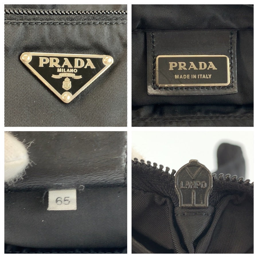 25314
PRADA プラダ テスート 三角ロゴプレート ブラック 黒 シルバー金具 ナイロン ショルダーバッグ ポシェット レディース AB35