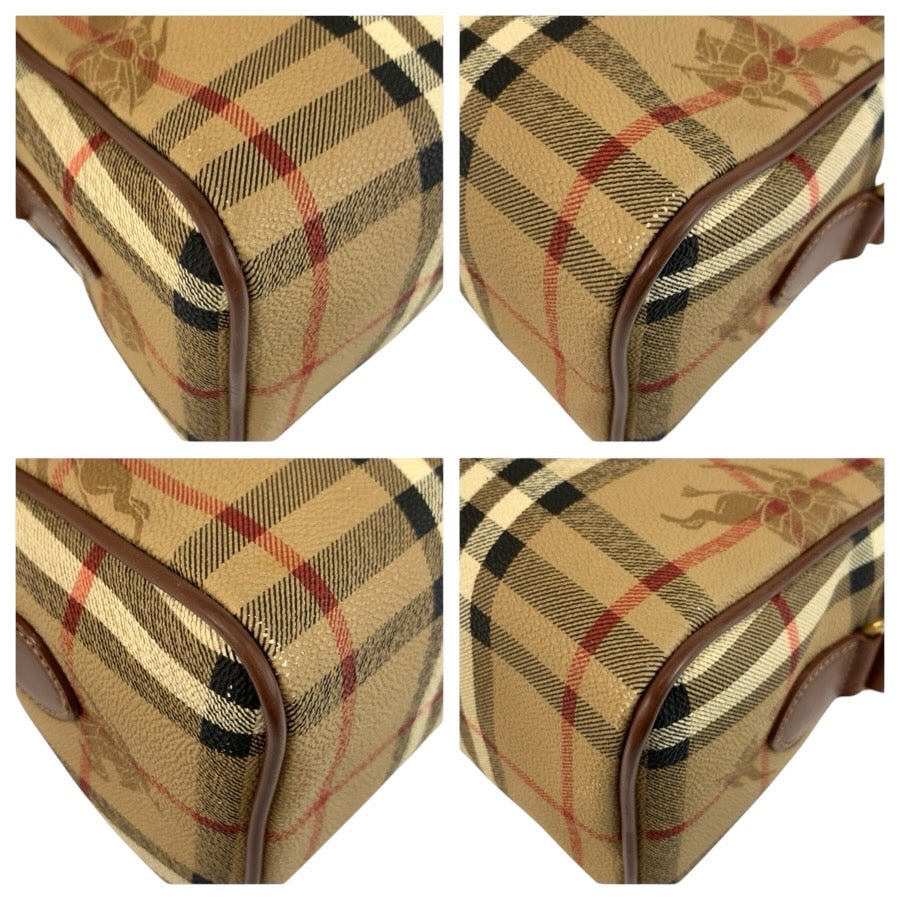 25315
Burberrys バーバリーズ ヴィンテージ シャドーホース チェック柄 ベージュ ブラウン ゴールド金具 PVC ショルダーバッグ ポシェット レディース ABP28