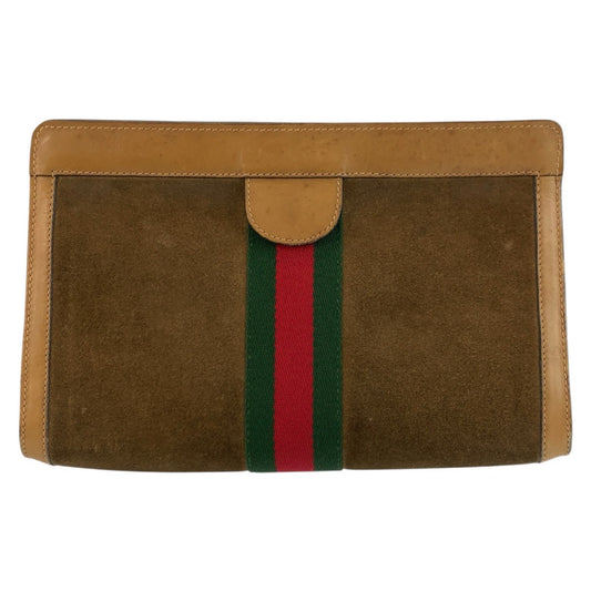 25318
GUCCI グッチ ヴィンテージ シェリーライン ブラウン キャメル スウェード / レザー 67 014 2126 クラッチバッグ セカンドバッグ レディース AB21