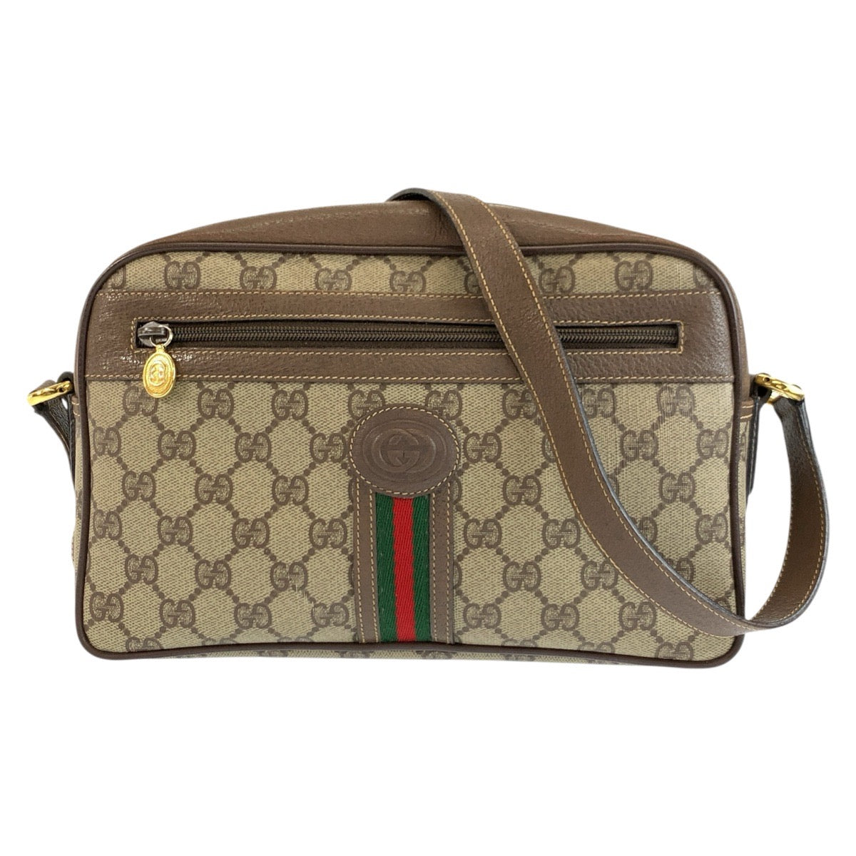 25319
GUCCI グッチ ヴィンテージ シェリーライン ベージュ ブラウン ゴールド金具 GGスプリームキャンバス / レザー 001 56 0942 ショルダーバッグ ポシェット レディース ABP35