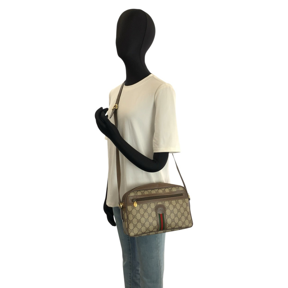 25319
GUCCI グッチ ヴィンテージ シェリーライン ベージュ ブラウン ゴールド金具 GGスプリームキャンバス / レザー 001 56 0942 ショルダーバッグ ポシェット レディース ABP35