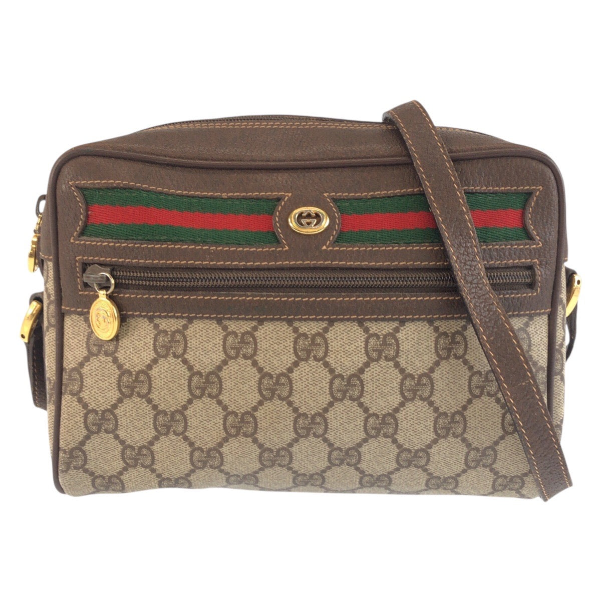 25320
GUCCI グッチ シェリーライン ブラウン ベージュ ゴールド金具 GGスプリームキャンバス / レザー 56 02 087 ショルダーバッグ ポシェット レディース AB35
