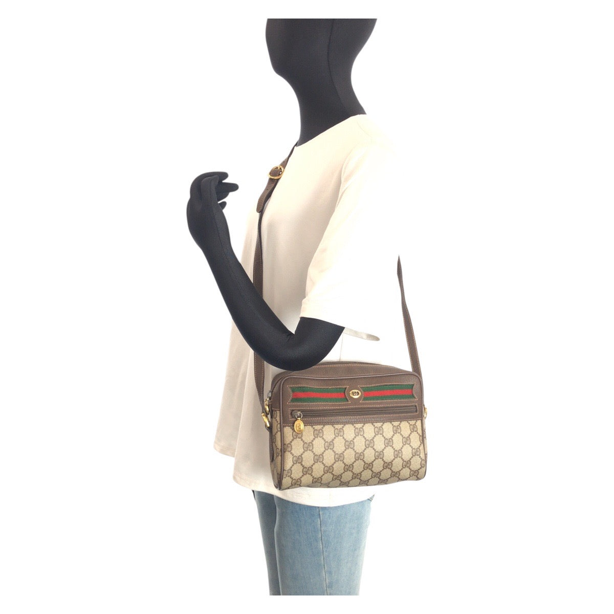 25320
GUCCI グッチ シェリーライン ブラウン ベージュ ゴールド金具 GGスプリームキャンバス / レザー 56 02 087 ショルダーバッグ ポシェット レディース AB35